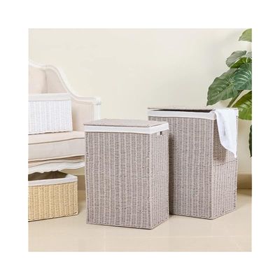Small Laundry Hamper Grey with Liner 36 x 26 x 50 cm