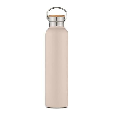 Tower Natural Life NL865026PNK Stainless Steel Bottle with Bamboo Lid, 750ml Capacity, Crafted from Sustainable Materials