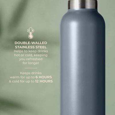 Tower Natural Life NL865026SLT Stainless Steel Bottle with Bamboo Lid, 750ml Capacity, Crafted from Sustainable Materials