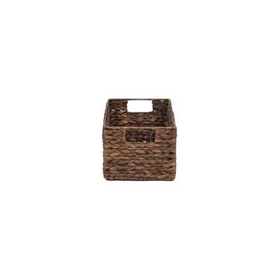 Small Water Hyacinth Storage Basket with Handle Brown L33.6 x W23 x H15 cm