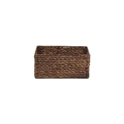 Small Water Hyacinth Storage Basket with Handle Brown L33.6 x W23 x H15 cm