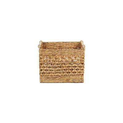 Small Water Hyacinth Basket With Rattan Handles L30 x W20 x H25 cm