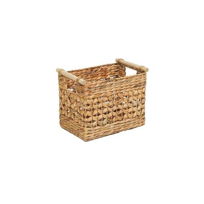 Small Water Hyacinth Basket With Rattan Handles L30 x W20 x H25 cm
