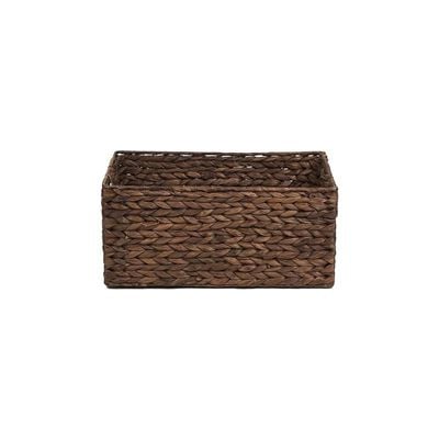 Medium Water Hyacinth Storage Basket with Handle Brown L40 x W26 x H18 cm