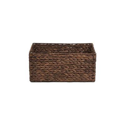 Medium Water Hyacinth Storage Basket with Handle Brown L40 x W26 x H18 cm