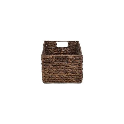 Medium Water Hyacinth Storage Basket with Handle Brown L40 x W26 x H18 cm