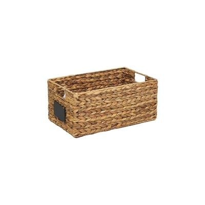 Medium Water Hyacinth Bin with Handle Natural L39 x W24.5 x H18 cm