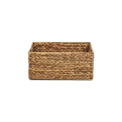 Medium Water Hyacinth Bin with Handle Natural L39 x W24.5 x H18 cm