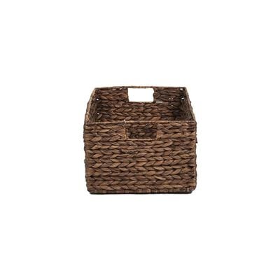 Large Water Hyacinth Storage Basket with Handle Brown L44 x W30 x H20 cm