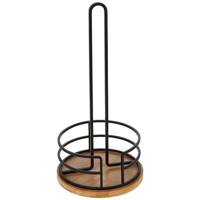 AQ RYU Bamboo Wire Paper Towel Stand, 6.5-Inch x 6.5-Inch x 13-Inch Size