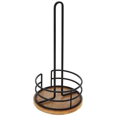 AQ RYU Bamboo Wire Paper Towel Stand, 6.5-Inch x 6.5-Inch x 13-Inch Size