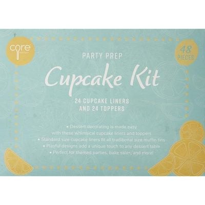 Core Lemon Florals Liner and Topper Cupcake 48-Piece Set