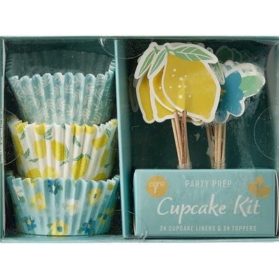 Core Lemon Florals Liner and Topper Cupcake 48-Piece Set