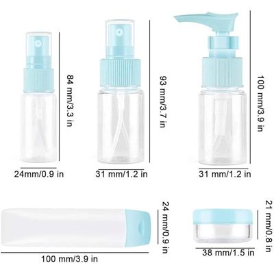 6 Piece Refillable Cosmetics Travel Bottle Set