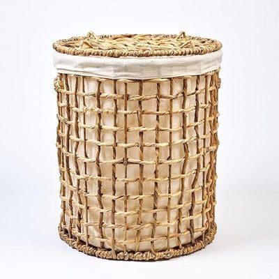 Large Natural Water Hyacinth Laundry Hamper L42 x W42 x H50 cm