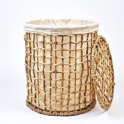 Large Natural Water Hyacinth Laundry Hamper L42 x W42 x H50 cm