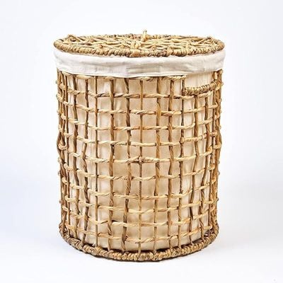 Large Natural Water Hyacinth Laundry Hamper L42 x W42 x H50 cm