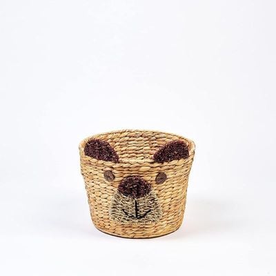 Homesmith Bear Face Medium Water Hyacinth Storage Basket L31 x W31 x H27cm