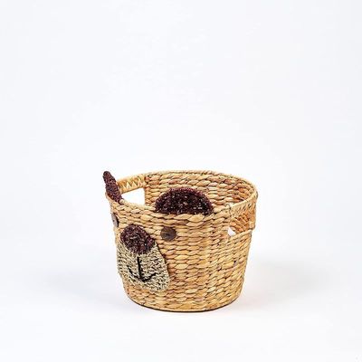 Homesmith Bear Face Medium Water Hyacinth Storage Basket L31 x W31 x H27cm