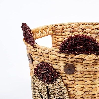 Homesmith Bear Face Medium Water Hyacinth Storage Basket L31 x W31 x H27cm