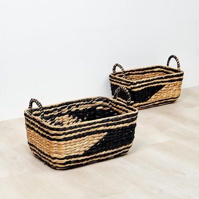 Homesmith Large Water Hyacinth Storage Basket L44 x W30 x H20 cm