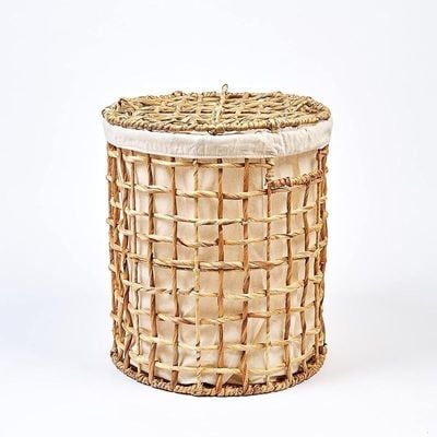 Large Natural Water Hyacinth Laundry Hamper L38 x W38 x H47 cm