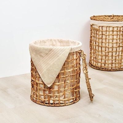 Large Natural Water Hyacinth Laundry Hamper L38 x W38 x H47 cm