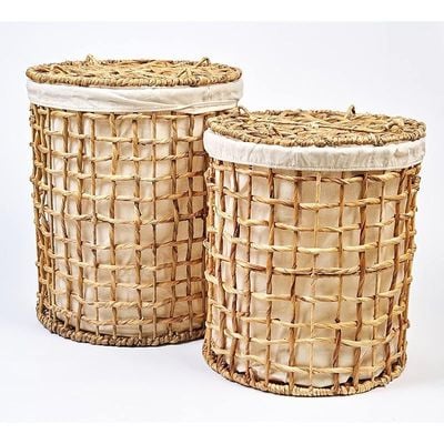 Large Natural Water Hyacinth Laundry Hamper L38 x W38 x H47 cm