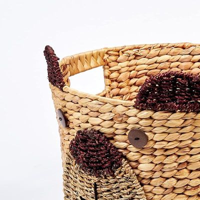Homesmith Bear Face Large Water Hyacinth Storage Basket L39 x W39 x H30 cm