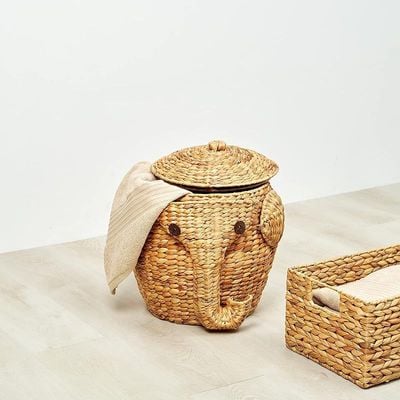 Homesmith Elephant Shape Water Hyacinth Storage Basket L40 x W40 x H40 cm