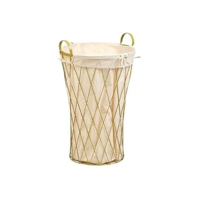 Round Metal &amp; Fabric Laundry Basket 40 x 40 x 67 cm