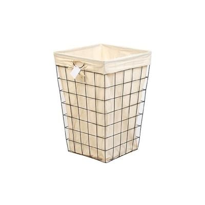 Square Metal &amp; Fabric Laundry Basket 40 x 40 x 67 cm