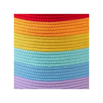 Rainbow Cotton Rope Basket With Lid Dia50 X H35Cm