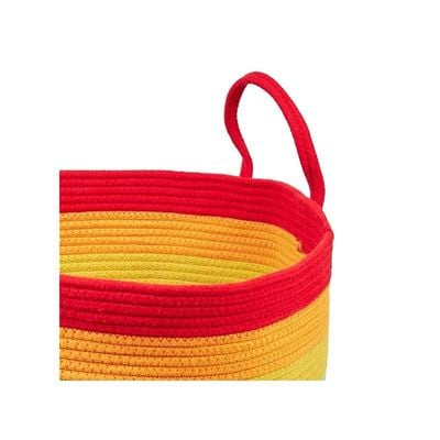 Rainbow Cotton Rope Basket With Lid Dia50 X H35Cm