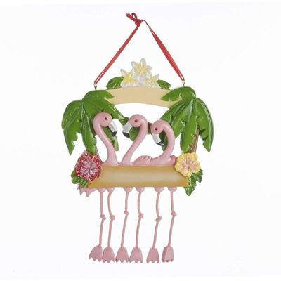 Kurt Adler Flamingo Family of 3 Ornament for Personalization