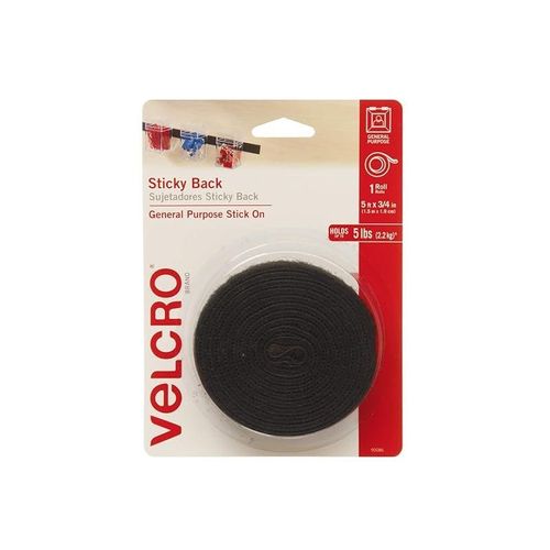 VELCRO Brand 5 Ft x 3/4 In | Black Tape Roll with Adhesive | Cut Strips to Length | Sticky Back Hook and Loop Fasteners | Perfect for Home, Office or Classroom