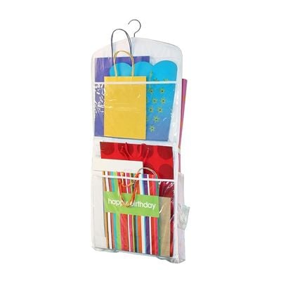 Jokari Gift Bag Organizer Storage For Gift Bags Bows Ribbon And More Organize Your Closet With This Hanging Bag &amp; Box To Have Organization With Clear Pockets 1 - Pack White