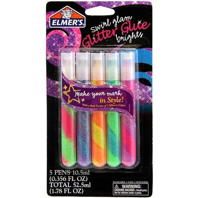 Elmer'S Swirl Glam Glitter Glue, 0.36 Oz. Each, Pack Of 5 Color Tubes