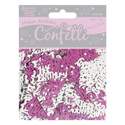 Pink/Silver Happy Bday Confetti