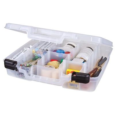 ArtBin 6961AB Quick View Deep Base Carrying Case with Removable Dividers, Portable Art &amp; Craft Storage Box, 15", Clear