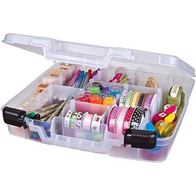 ArtBin 6961AB Quick View Deep Base Carrying Case with Removable Dividers, Portable Art &amp; Craft Storage Box, 15", Clear