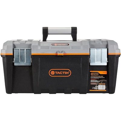 Tactix 320316 Mid-Grade Plastic Tool Box, 21", Black/Orange