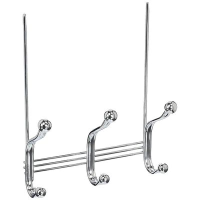 InterDesign 53070 Chrome Finish York Lyra 3 Hook Over The Door Rack