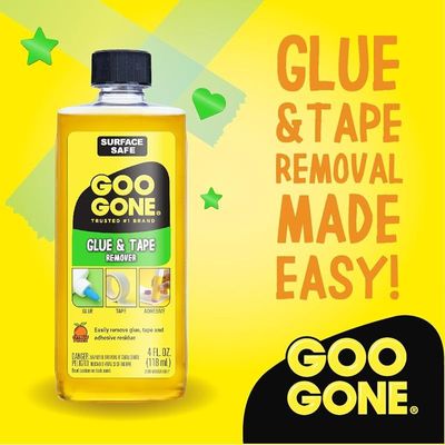 Goo Glue &amp; Tape Adhesive Remover - 4 Ounce Removes Adhesives Stickers Crayon Gum Window Decals Glitter Labels and More