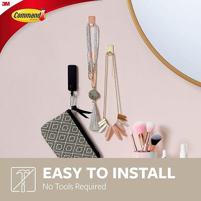 Command 17032G-4UKN Metallic Hook, small, gold color, Organize and Decorate Damage-Free, 4 hooks and 5 strips/pack