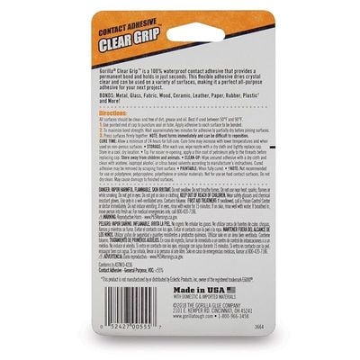 Gorilla Clear Grip Contact Adhesive Minis, Waterproof, Four .2 Ounce Tubes, Clear, (Pack Of 1)