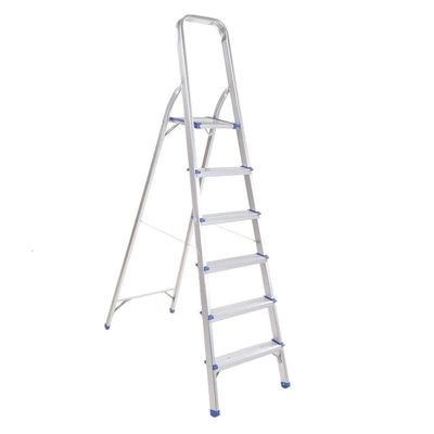 6 Steps Aluminum Ladder HD Deluxe - Silver