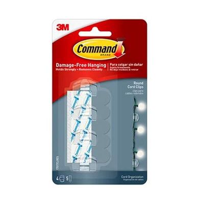 Command 17017 Plastic Round Cord Clips Strips Pack Of 4, Clear