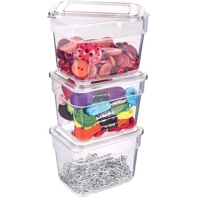 ArtBin 3 Pack of Small Bins with Lids Clear