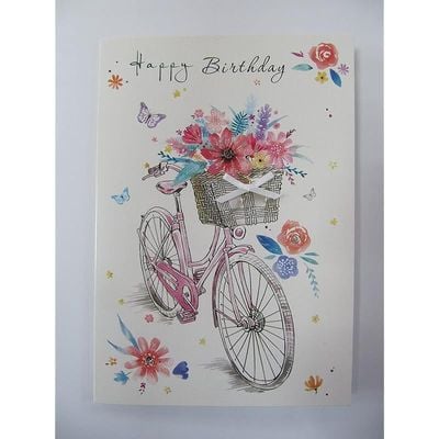 STUNNING HAND FINISHED RIBBON &amp; JEWELS HAPPY BIRTHDAY GREETING CARD